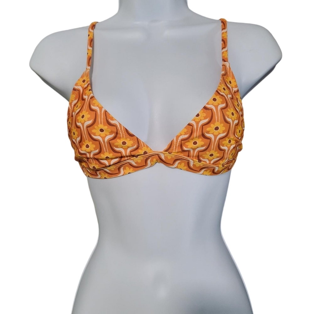 NEW KULANI KINIS orange floral bikini top S